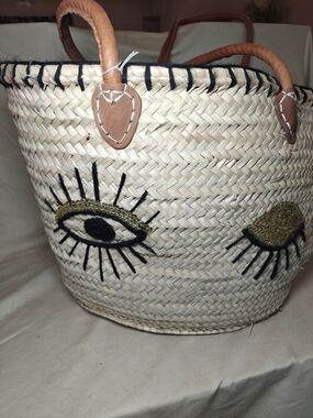 Woven Straw Beach Tote in Natural Beige